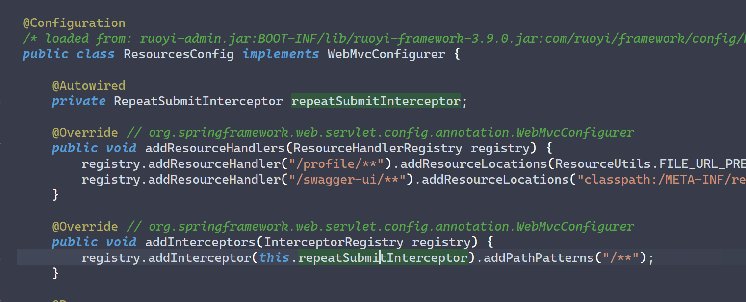 ResourcesConfig 中的拦截器